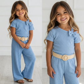Bow Belle Flared Set - blauw