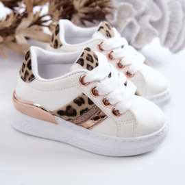Glittery leopard sneakers - white