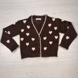Sweet Hearts Cardigan  - bruin