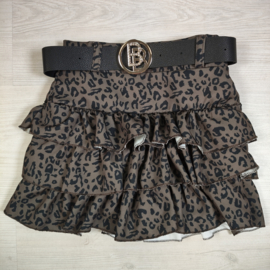 Wild Leopard Ruffle Skort - khaki