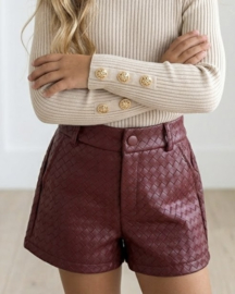 Golden Button Rib Top - beige