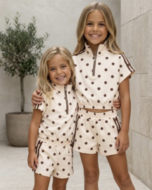 Polka sporty chic set - bruin/beige