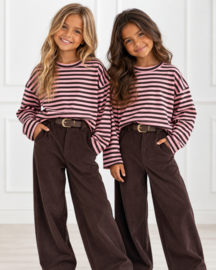 Stripe Longsleeve - roze/bruin