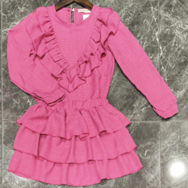 Ruffled V set - fuchsia