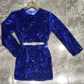 X-mas party belted dress - blauw