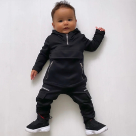 Hooded & Zipped boys set - Black