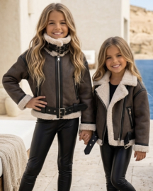 Aviator teddy jacket - bruin