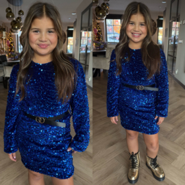 X-mas party belted dress - blauw