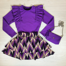 Purple bagged & Dripped skirt set
