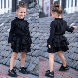 Ruffled V set - black