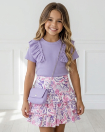 Floral Skirt Set with Bag - lila