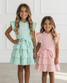 Sweet Ruffle Tie Dress - mint of zalm