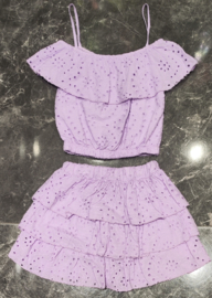 Broderie ruffle set - paars (verzenddatum 24 apr)