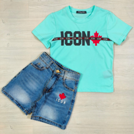 Icon red denim set - mint