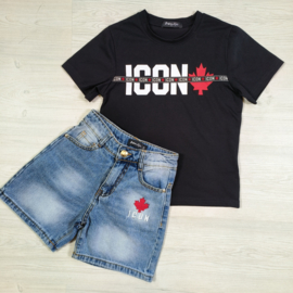 Icon red denim set - zwart
