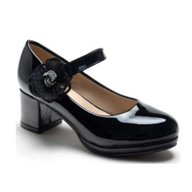 Flower shiny heels - black