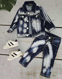 Bleached denim boys set - blue