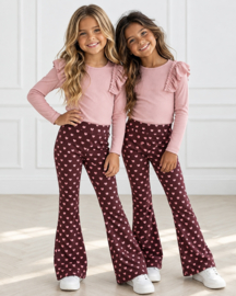 Velvet Hearts Flared Pants - bordeaux