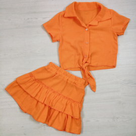 Mousseline Ruffle Summer Set - oranje
