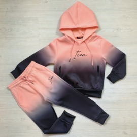 Hooded dip dye set - zalm/zwart