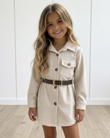 Autumn Belt Cord Dress - beige