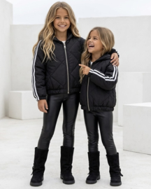 Sporty Stripe Puffer Jacket - zwart