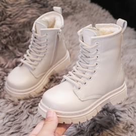 Beige matte boots