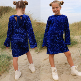 Blue paillet & bow dress