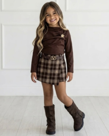 Bloom Plaid Skort Set - bruin 