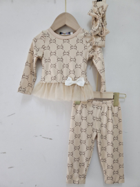 Girly design & bow set - beige