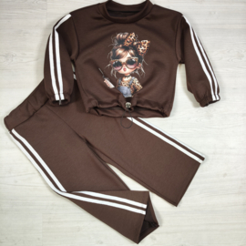 Leopard Girl Tracksuit - bruin