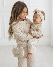 Twinkle velvet set + bag - beige