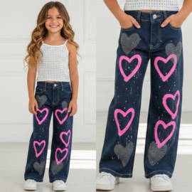 Mini Star Heart Pants - donkerblauw