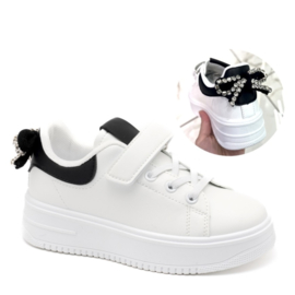 Coolest white sneakers met klittenband - zwart