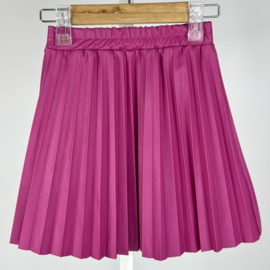 Pleated leather skirt - fuchsia