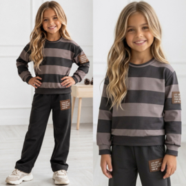 Bold Perfect Stripe Tracksuit - zwart/taupe (verzenddatum 9 okt)