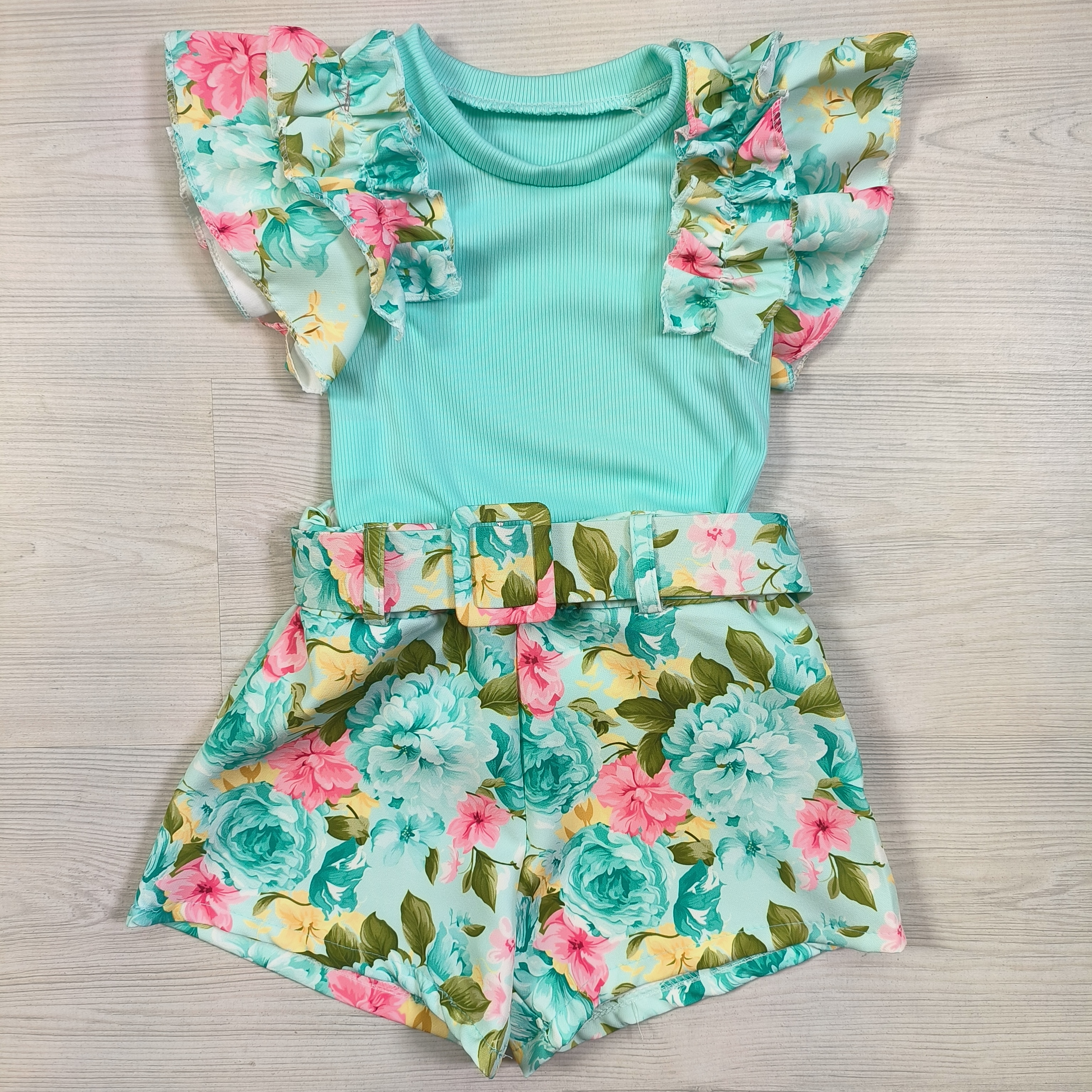 Ruffled flower set - mint