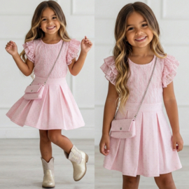 Glitter Bloom Party Dress- roze