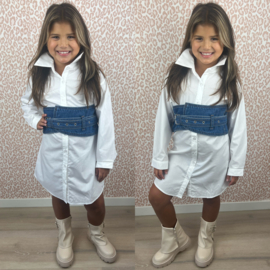 White blouse & denim belt