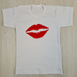 Red kiss white tee Shortsleeves