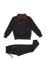 Icon Collar Tracksuit - zwart/bordeaux (verzenddatum 16 okt)