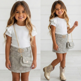 Elegant Tweed Girl Dress - wit