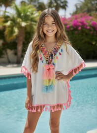 Beach pompom poncho