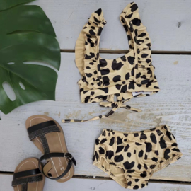Ruffled Leopard bikini - beige