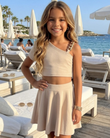 Glam Chain Skirt Set - beige