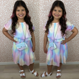 Rainbow pleated dress & bag