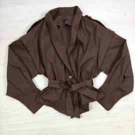 Elegant Belted Trench Blazer - bruin