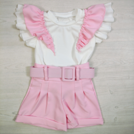 Pastel Ruffle Short Set - roze