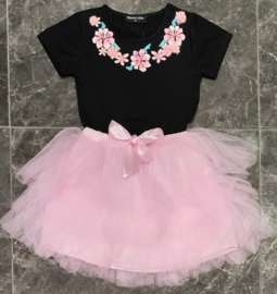 Black flower & pink tutu set