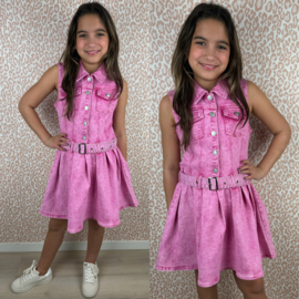 The denim shortsleeves dress - roze